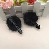 Cute Black Fuzzy Hair Clip for Women - Big Eyes Design, Adorable Hair Accessories for Girls, Daily & Party Wear