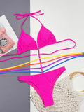 2026 Sexy One Piece Swimsuit Swimwear Women Halter Hollow Colorful Striped Straps Bikini Bathing Suit Beachwear Banadores Mujer