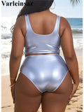 0XL-4XL High Waist Bikini Large Size Swimwear Plus Size Women Swimsuit Female Two-Pieces Bikini Set Bather Bathing Suit V8200