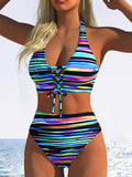 Sexy Pink Leopard Print Gradient Bikini Set Women Drawstring V Neck Push Up High Waist Swimsuit 2026 Beach Bathing Suit Swimwear
