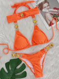 Halter Rhinestones Diamond Bikini Women Swimsuit Female Swimwear Three pieces Bikini Set Brazilian Hairband Bathing Suit Swim
