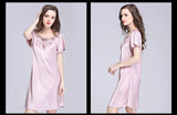 Women's Sleepwear Ice Silk Casual Silk Pajamas Women's Summer Sexy Short Sleeve Lace Pajamas Loungewear