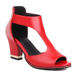 Fish Mouth High Heel Shoes Women's Summer Thick Heel Sandals Waterproof Platform Thick Sole Sexy Slim Back Zipper Hollow