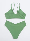 New Women's Swimsuit High Waist Two Piece Bikini Set Hollow Out V-neck Bandage Cross Backless Beach Swimwear Summer Bathing Suit