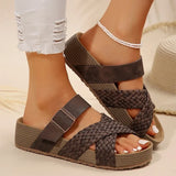 Summer All-Match Plus Size Slippers for Women 2025 Solid Wedges Slip-On Slippers Women Comfortable Buckle Strap Woman Sandlas