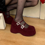 Platform Marie Janes Shoes Women Wedges Sandals Summer 2026 New Trend Dress Pumps Shallow Elegant Suede Plus Size Zapatos Mujer