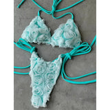 2025 New Sexy Micro Low Waist Bikini Sets Solid Swimwear Women Swimsuit Strappy Brazilian Floral Beachwear Bathing Suit biquini