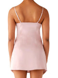 Women Stylish Sequin Flower Embroidered Square Neck Spaghetti Strap Dress Solid Color Party Club Mini Cami Dresses