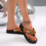 Luxury Colorful Rhinestone Flip Flops Women Fashion Weightlight Flat Slippers Woman Outdoor Non Slip Clip Toe Slides Female