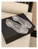 New 2025 Women Fashion Jelly Shoes Summer Cut-out Flat Sandals, Soft PVC Casual Square Toe Girls Daily Walking Sandalias