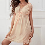 Lingerie  Add Sexy Deep V Slip Nightdress Lace Hot Seductive Sex Pajamas Women Big Chest Nightdress  Summer Dress