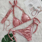 Glossy Sexy Bikinis 2026 Swimsuit With Rhinestones Women Swimwear Female Push Up Bikini Beach Swim Wear Bathing Suit Pool Bather