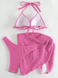 With Skirt Wrinkled Bra Cup Bikini Female Swimsuit Women Swimwear Three-pieces Bikini Set Push Up Bathing Suit Swim Beachwear