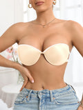 Basic Women's Solid Color Thin Strap Strapless Bra, Push Up bra Seamless for Daily Wear, Perfect for Backless Dresses