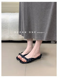 2026 New Polka Dot Wedges Heels Women Slippers Fashion Open Toe Butterfly-knot Party Dress Slide Summer Outdoor Daily Wear Shoes