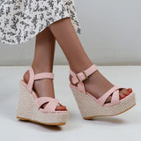 Wedges Sandals Women Summer 2026 Platform High Heels Gladiator Flip Flops Black Pink Knitted Party Shoes Female Large Size 45