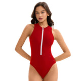 2026 New Zipper One Piece Swimsuit For Women Plus Size Swimwear Solid Bathing Suit Summer Beachwear Swimming Suit For Women 3XL