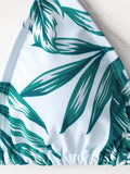 3 Pieces Bikini Tropical Print Swimsuit Halter Drawstring Side Swimwear Women 2026 Bathing Suit Female Swimming Summer Beachwear