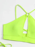 2026 Sexy Orange Bikini Hollow Out Push Up Two-Piece Swimsuit Women Halter Bandage Backless Thong Swimwear Summer Beachwear New