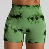 Tie Dye High Waisted Butt Lifting Yoga Shorts for Women, Breathable Sport Shorts with Four-Way Stretch - Gym, Running, Workout