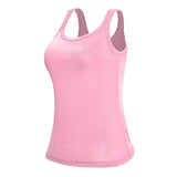 Women Yoga Vest Super Soft Stretch Fabric Built-in Bra Camisole Square Neck Sleeveless Slim Fit Layering Tops Lady Activewear