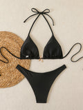 Halter Triangle String Bikinis 2026 Women Sexy Swimsuit Solid Starfish Swimwear Female Bathers Bathing Swimming Swim Suit
