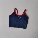 Women's sports bra, color blocked small sling , fixed cup fitness bra, running bra, acceleration, dry training, yoga.