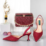 Doershow beautiful Italian blue Shoes And Bag Sets For Evening Party With Stones Italian Leather Handbags Match Bags! 1-39