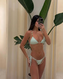 Bikini 2025 Sexy Women Swimsuit Push Up Swimwear Female Beads Biquini Halter Bathing Suit Summer Bodysuit Beachwear