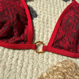 Embroidery Halter High Leg Cut Bikini Female Swimsuit Women Swimwear Two-Pieces Bikini Set Padded Bather Bathing Suit Swim V6849