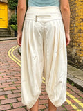 Summer Women Cargo Capri Pants Elastic Waist Cuffs Cropped Trousers with Side Pockets Fashion Casual Loose Fit Pants Streetwear