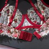 French retro lace underwear set sexy push-up bra erotic underwear