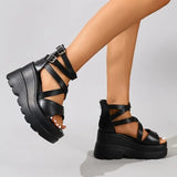 Super High Heel Women Sandals  Inner Height Increase Wedge Sandals for Women Peep-toe Platform High Heeled Sandals Sandalias