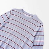 Fashion Short-sleeve Round-neck Striped Knit Top Light Blue With Knit Top Casual Sleeve Crew Neck For Women Daily Wear 0NSB