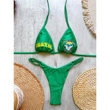 Brazil Letter Printed Halter Bikini Women Swimwear Female Swimsuit Two-Pieces Bikini Set Padded Bather Bathing Suit Swim V8352