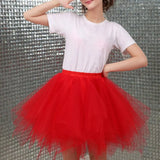 Women Skirt A-line Big Swing Multi-layered Candy Color High Elastic Waist Fluffy Gauze Dancing Performance Short Pleated Skirt