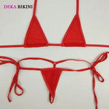 DEKA Cotton Triangle Swimwear Mini Micro Bikinis Set Women Bandage String Thong Swimsuit Type Bathing Suit High Cut Drawstring