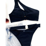 Asymmetric One Shoulder Monokini Bikini Women Swimwear Female Swimsuit Two-Pieces Bikini Set Bather Bathing Suit Swim Lady V3231