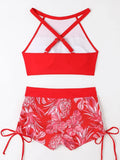 2026 Print High Waist Swimsuit Women High Neck Bikini Drawstring Swimwear Female Bathers Bathing Swimming Swim Suit Beachwear