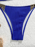 Sexy Blue Knitted Patchwork Bikini Set Women Halter Push Up Bra Bandage Thong Swimsuit Summer Bathing Suit Pool Swimwear 2026