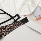 New leopard print European and American 3/4 cup lingerie paired with thong sexy women's underwear set push up bra B2087