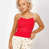 Sexy Heart Print Camisole Pajama Set for Women – Summer 2-Piece Cotton Sleepwear Loungewear