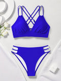 Sexy Solid Black Two Piece Swimsuit for Women Summer New High Waist Bikini Set Beach Vacation V-neck Backless Swimwear 2026
