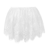 Women's Loose Fit Lace Shorts Summer Elastic Waist Wide Leg Shorts Lounge Beach Sexy See through Short Bottoms Solid Color