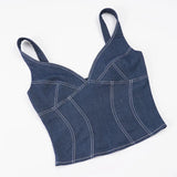 2026 Street style stretch imitation denim camisole V-neck slim fit versatile hot girl top