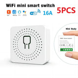 Mini 16A WiFi Switch Works with Tuya Smart Life App 2 Way Control Smart Home Automation Module Interruptor Work for Alexa Google