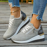 Plus Size 44 Platform Casual Sneakers for Women Lace Up Anti Slip Thick Sole Sport Shoes Woman 2026 Spring Zipper Walking Shoes