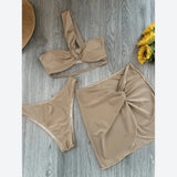 3 Piece Bikini Women Swimsuits 2026 Female Swimwear Beachwear Swimming Suit Bathing Suit Bikini Set One Shoulder Biquini