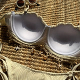 Sexy Ribbed Push Up Shell Pattern Bikinis Sets Two Pieces Plain Swimsuits Back Tie Swimwear Biquini Conjunto De Bikini Tankini