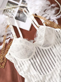 Fashionable New Sexy Lace Spliced Flower Embroidery Mesh Backless Deep V Suspenders Sleeveless Bodysuits Charming Casual H2F1